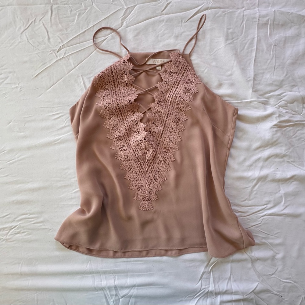 Wayf Blush Lace Detail Top